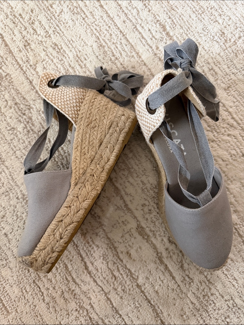Viscata Barcelona Gray Lace-Up Espadrille Wedges 37 / 7